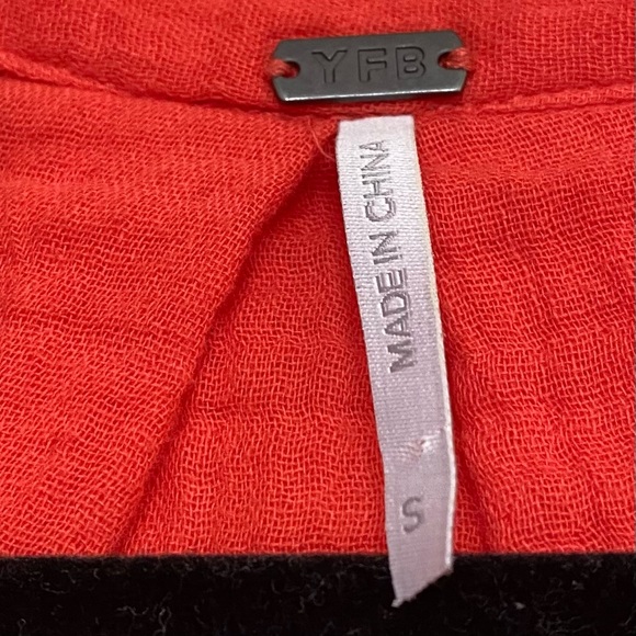 Young Fabulous & Broke RED PINK raw frayed edge dolman sleeve 100% cotton top. - Picture 5 of 9